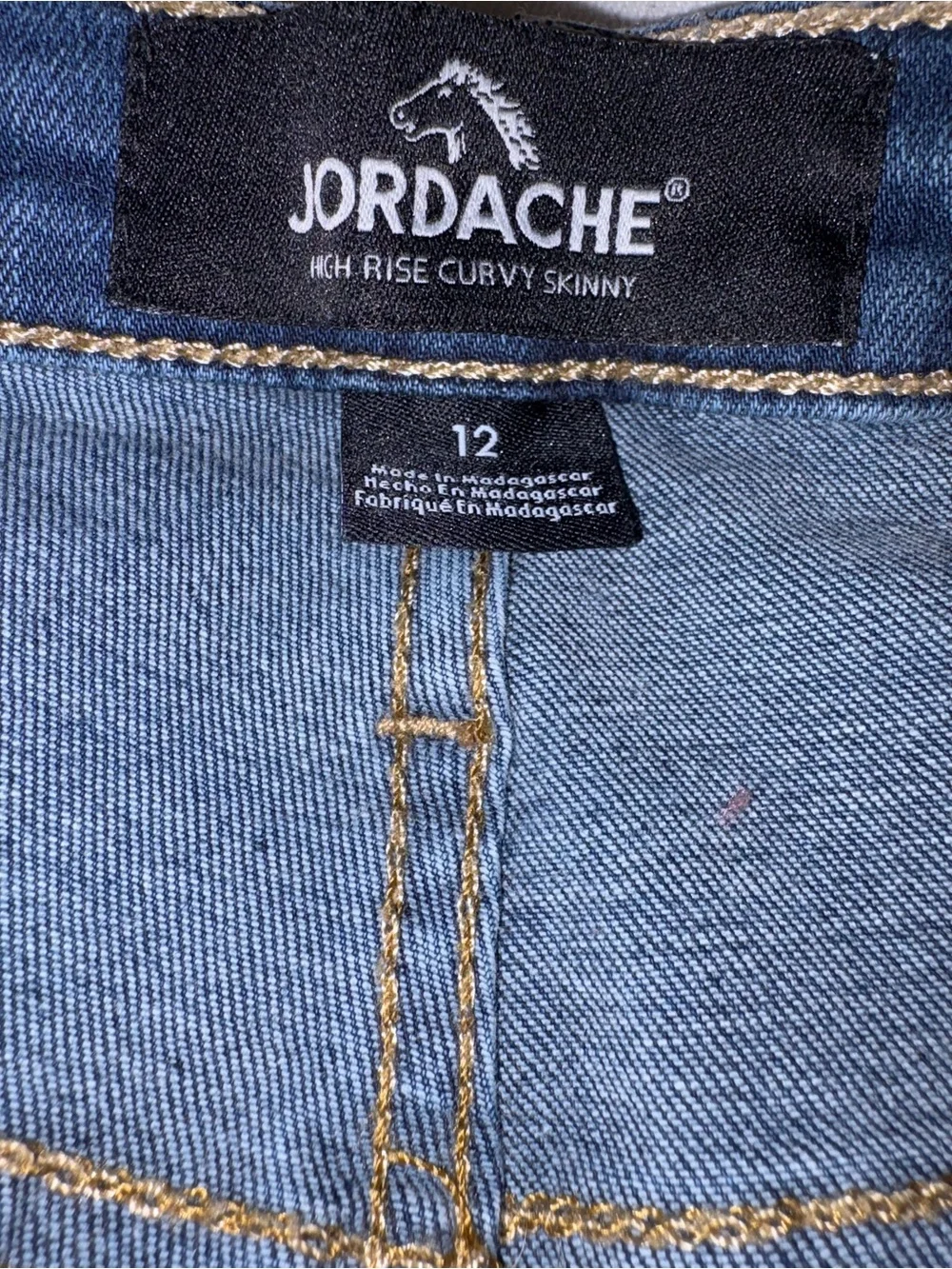 Jordache Dark Blue Skinny Jeans with Distressed Hem